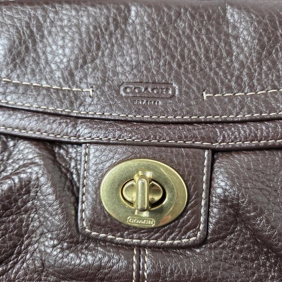 Coach Brown Pebble Leather Penelope Shoulder Bag Brown Crossbody - Picture 7 of 10